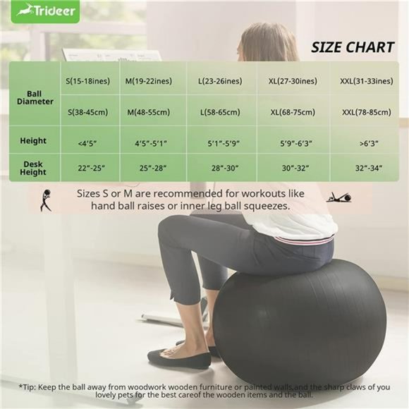 Extra Thick Yoga Ball Exercise Ball, 5 Sizes Ball Chair, Heavy Duty Swiss Ball - Picture 6 of 6